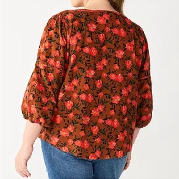 Sonoma Floral Corduroy V-Neck Plus Size Blouse Size 0X - Picture 2 of 13